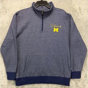 Champion Michigan Wolverines Pullover Sweatshirt XL Blue 1/4 Zip Long Sleeve